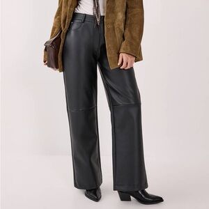 NastyGal Essentials Faux Leather Trouser, Black, Size 2